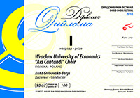 Wroclaw University of Economics Ars Cantandi Choir Diploma